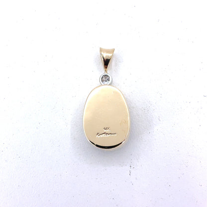 14k Yellow Gold Women’s Opal And Diamond Pendant | Cabachon Opal