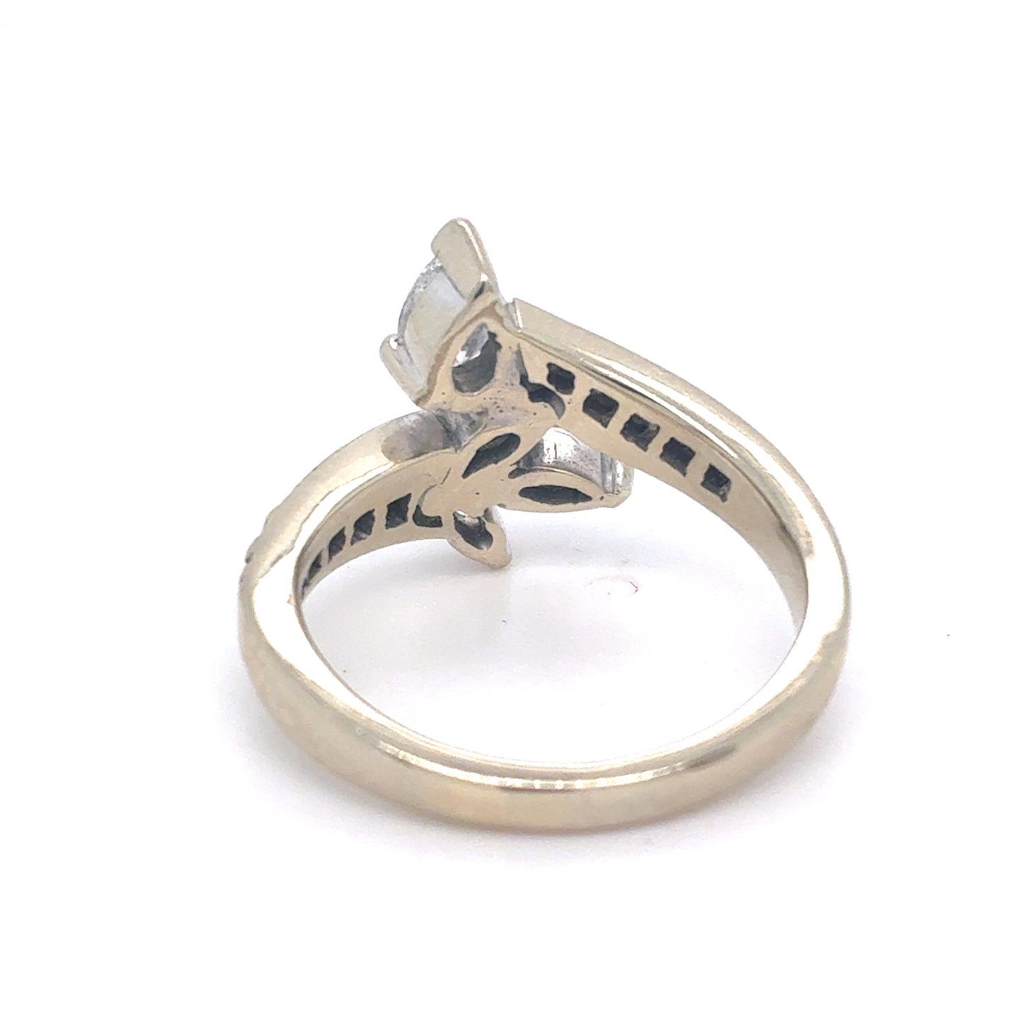 14K White Gold Ring | Marquis Diamond Bypass Design 0.70 TCW, Size 6