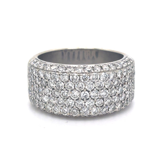14K White Gold Ring | Wide Diamond Band Design 2.00 CTW, Size 6.5