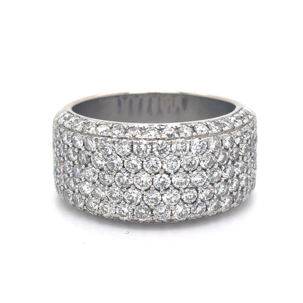 14K White Gold Ring | Wide Diamond Band Design 2.00 CTW, Size 6.5