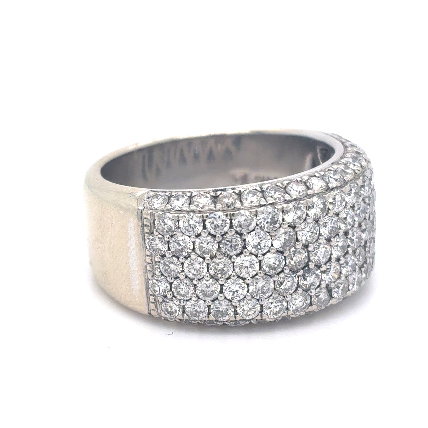 14K White Gold Ring | Wide Diamond Band Design 2.00 CTW, Size 6.5