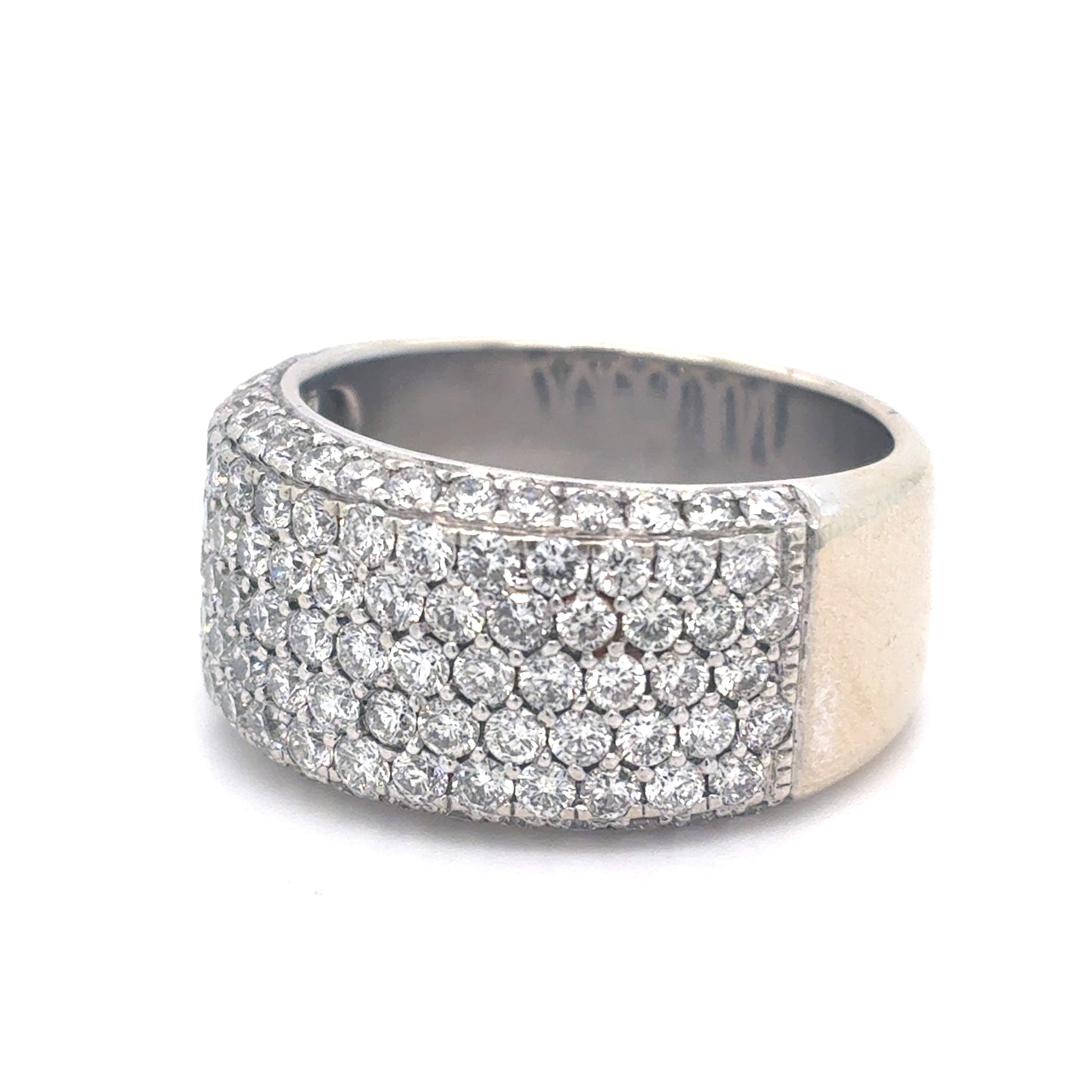 14K White Gold Ring | Wide Diamond Band Design 2.00 CTW, Size 6.5