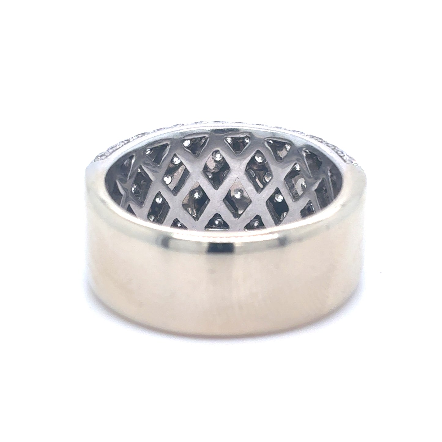 14K White Gold Ring | Wide Diamond Band Design 2.00 CTW, Size 6.5