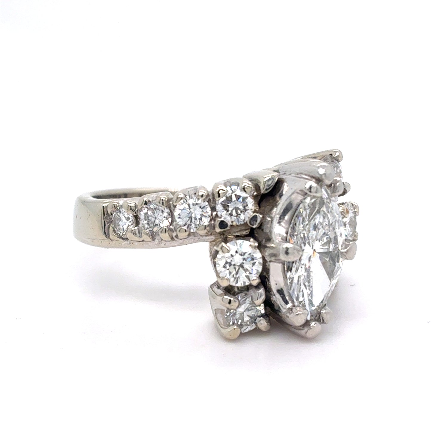 18K White Gold Ring | Diamond Marquise Design 2.00 TCW – Size 6