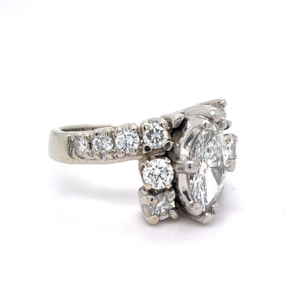 18K White Gold Ring | Diamond Marquise Design 2.00 TCW – Size 6