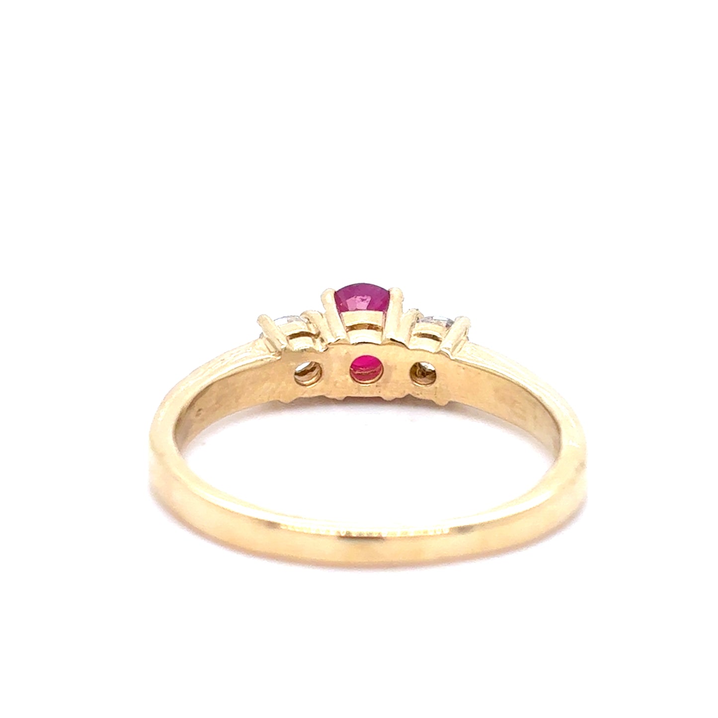 14K Yellow Gold Ring | Women’s Ruby and Diamond Design, Size 7.5