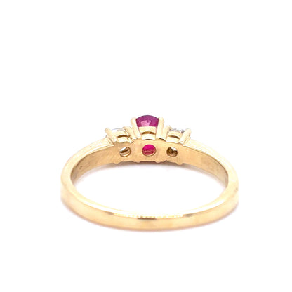 14K Yellow Gold Ring | Women’s Ruby and Diamond Design, Size 7.5