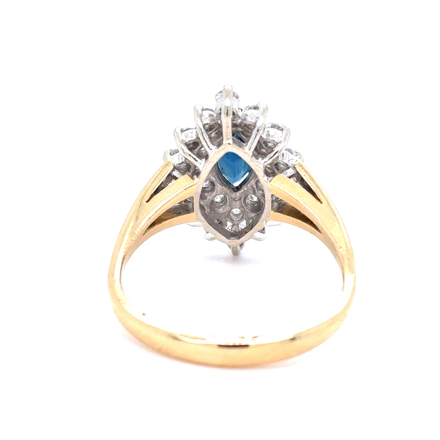 14K Yellow Gold Ring | Marquise Sapphire and Diamond Design, Size 6.25