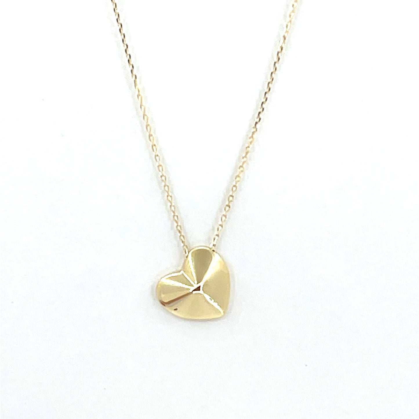 14K Yellow Gold Heart Pendant Necklace with Rolo Chain | 18 Inches