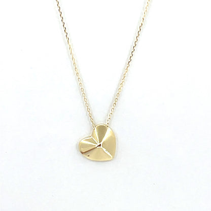 14K Yellow Gold Heart Pendant Necklace with Rolo Chain | 18 Inches