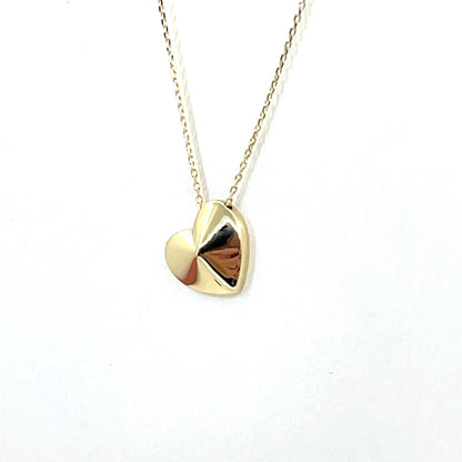 14K Yellow Gold Heart Pendant Necklace with Rolo Chain | 18 Inches