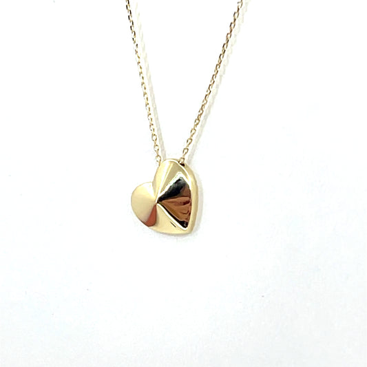 14K Yellow Gold Heart Pendant Necklace with Rolo Chain | 18 Inches