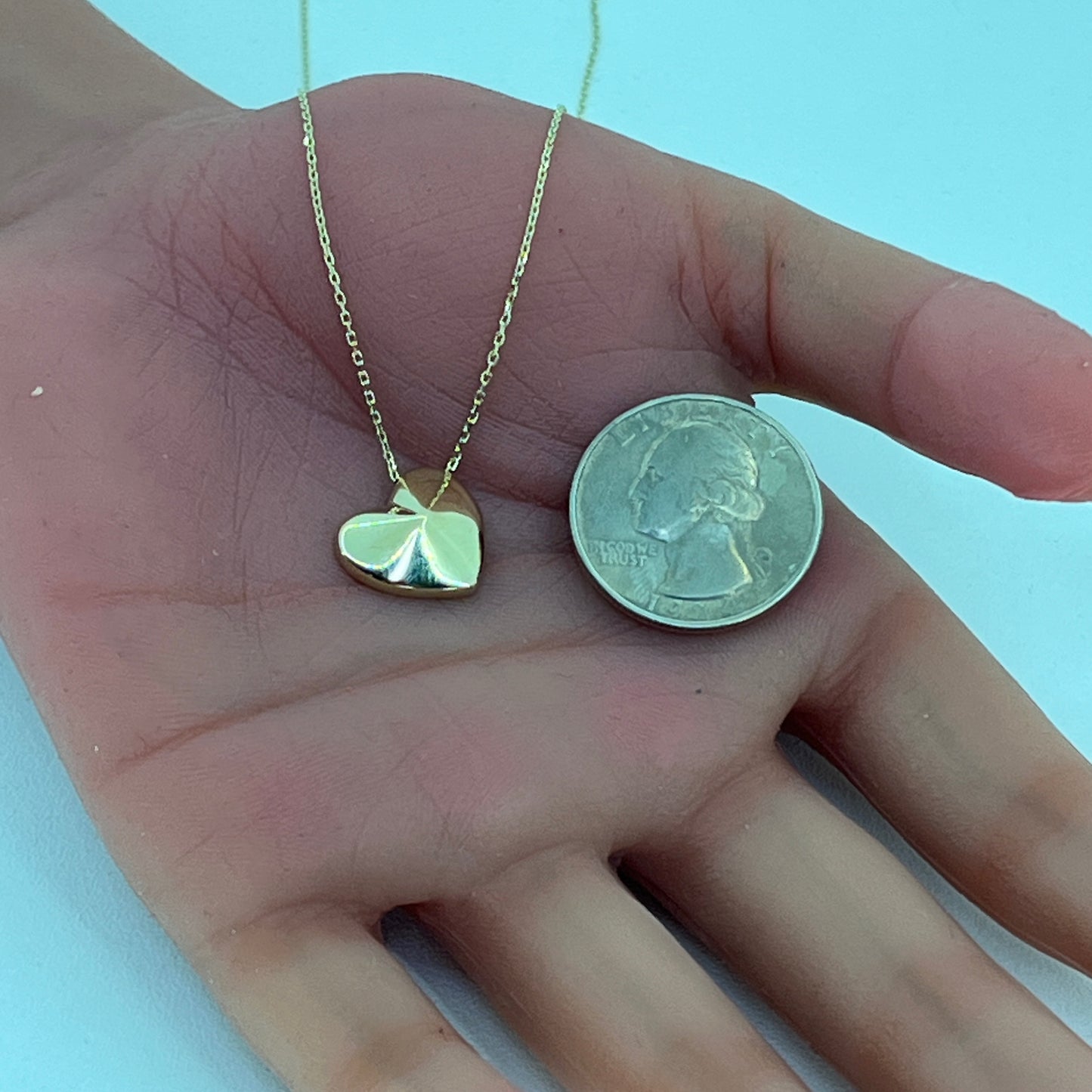 14K Yellow Gold Heart Pendant Necklace with Rolo Chain | 18 Inches