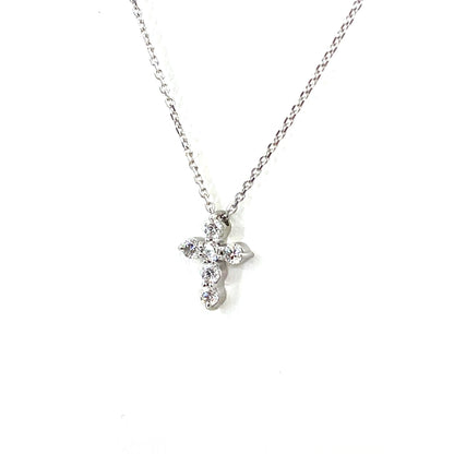 14K White Gold Diamond Cross Necklace | 18" Rolo Chain, 0.50 TCW I SI1 Natural Diamond