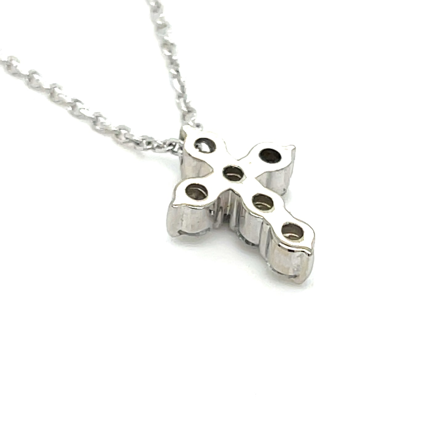 14K White Gold Diamond Cross Necklace | 18" Rolo Chain, 0.50 TCW I SI1 Natural Diamond