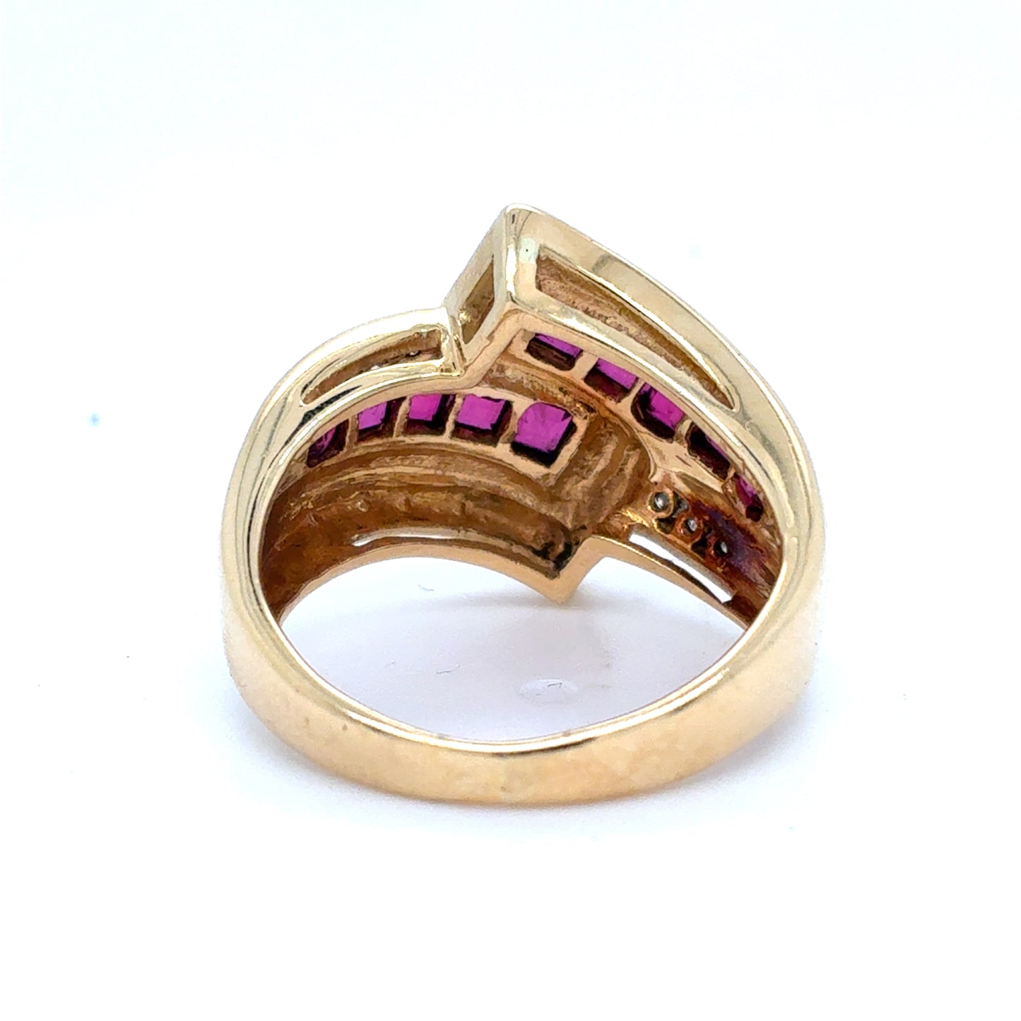 18k Yellow Gold Ruby And Diamond Ring | Natural Rubies .80TCW, Natural Diamonds .10TCW  Size 5.5