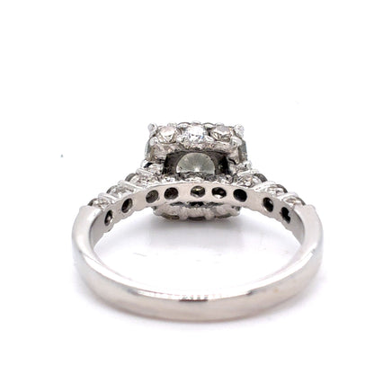 14K White Gold Diamond Halo Ring | Natural .85CT GIA L VS1 center stone, 2.66TCW Size 10