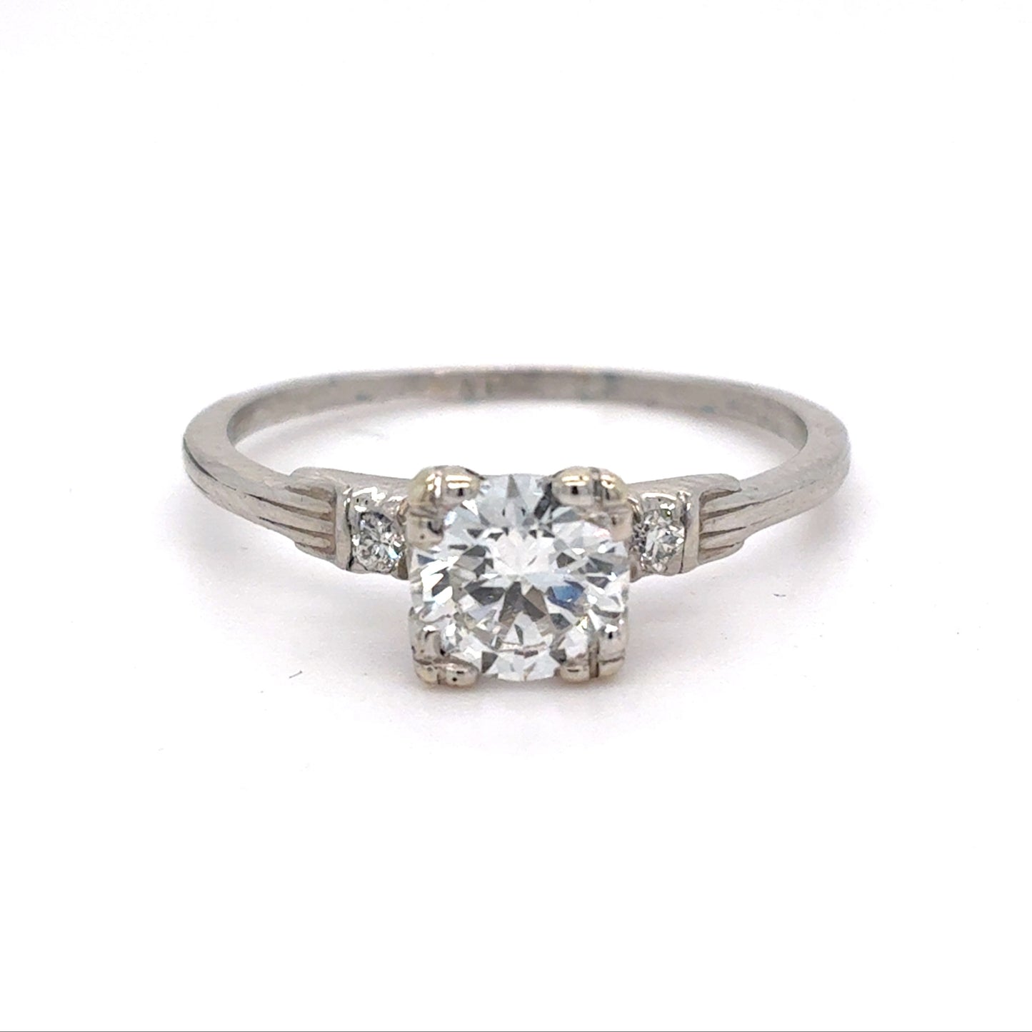 Platinum Diamond Ring | Round center Diamond .73 CT E VVS2, Size 7.5