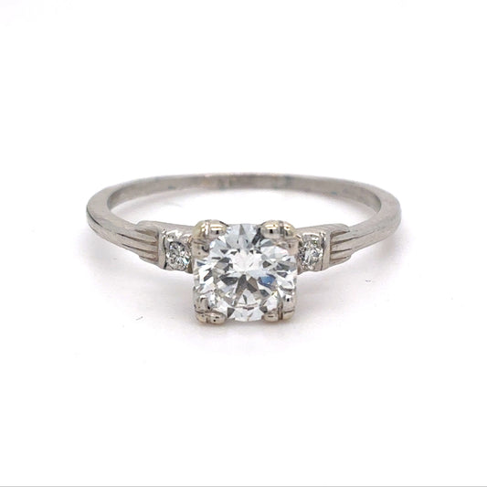 Platinum Diamond Ring | Round center Diamond .73 CT E VVS2, Size 7.5