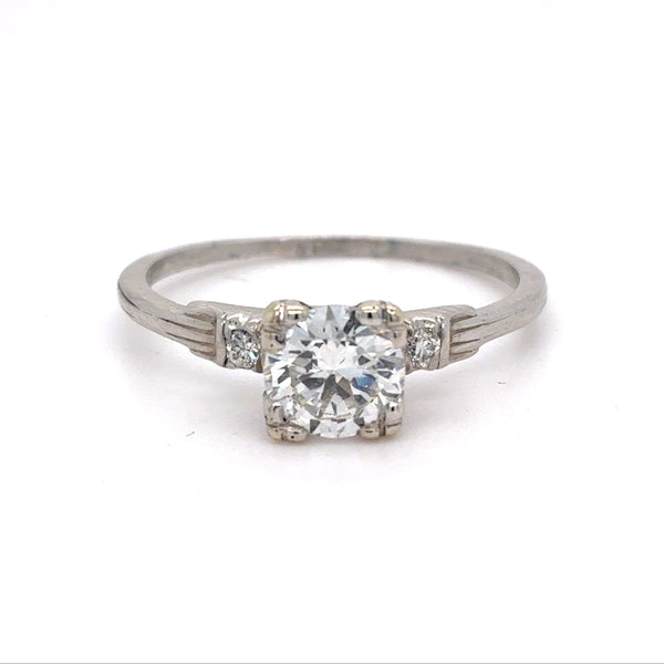 Platinum Diamond Ring | Round center Diamond .73 CT E VVS2, Size 7.5