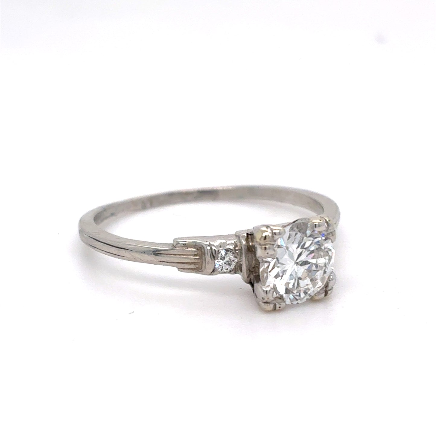 Platinum Diamond Ring | Round center Diamond .73 CT E VVS2, Size 7.5