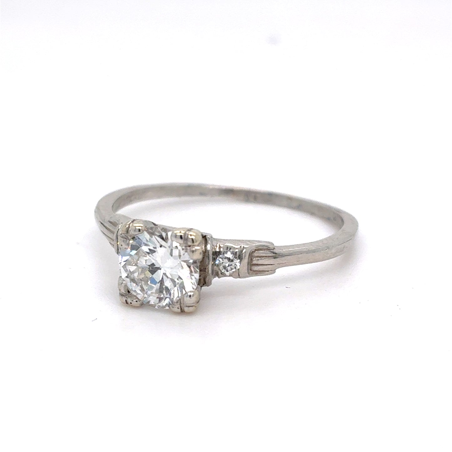 Platinum Diamond Ring | Round center Diamond .73 CT E VVS2, Size 7.5