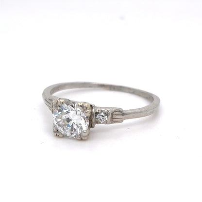 Platinum Diamond Ring | Round center Diamond .73 CT E VVS2, Size 7.5
