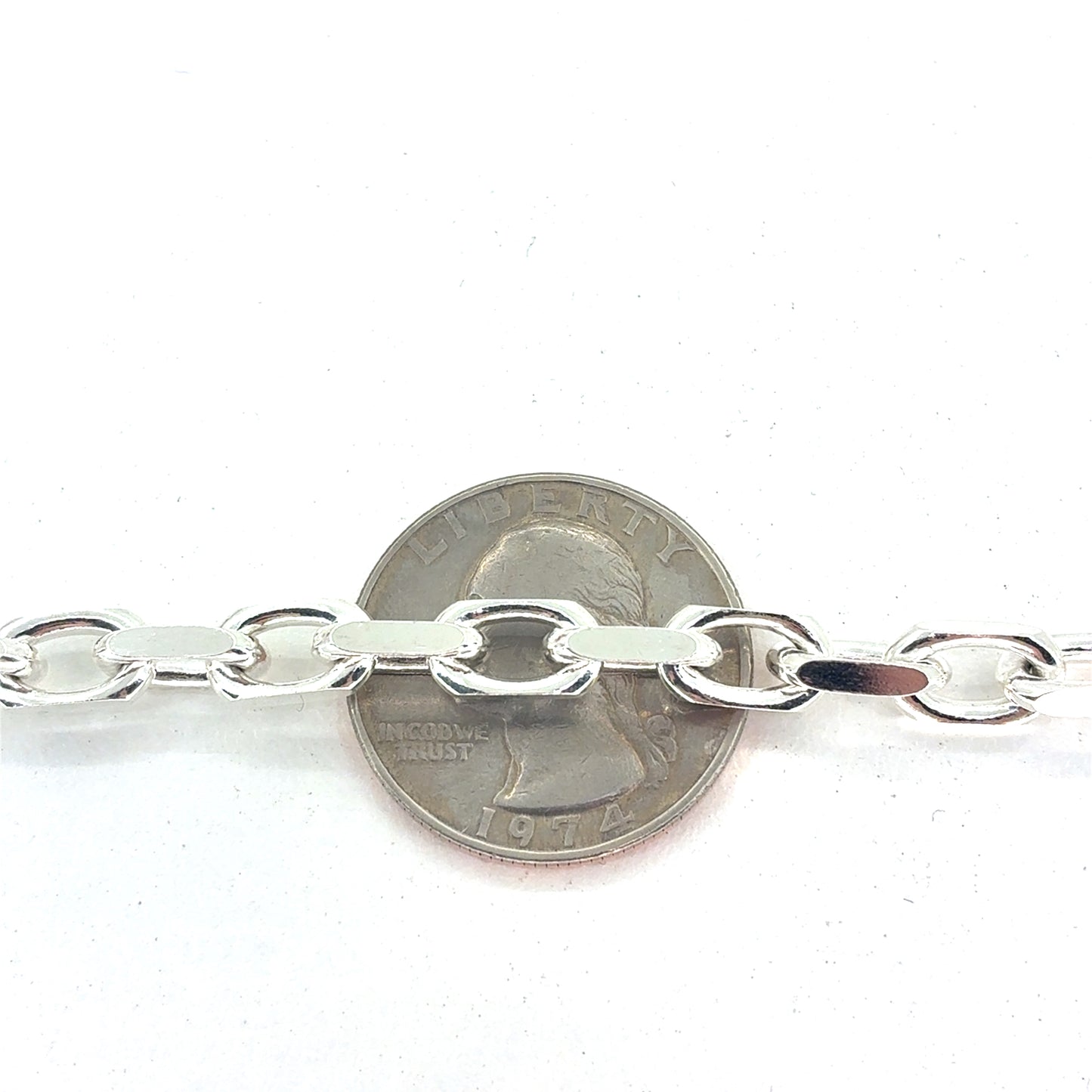 Sterling Silver Men’s Necklace | Anchor Link Style, 24 inch