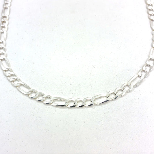 Sterling Silver Necklace | Figaro Style, 18 inch