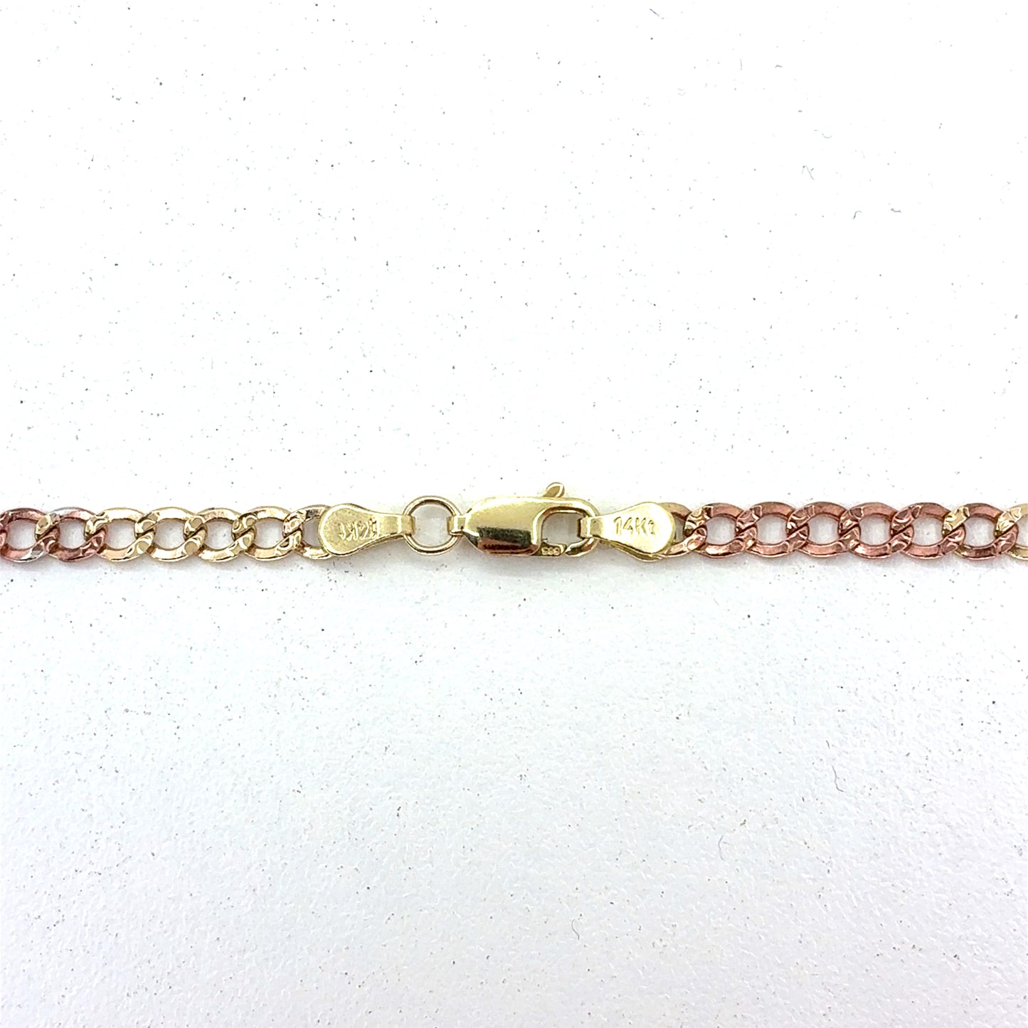 14K Tri Color Gold Necklace | Hollow Cuban Design, 16 inch