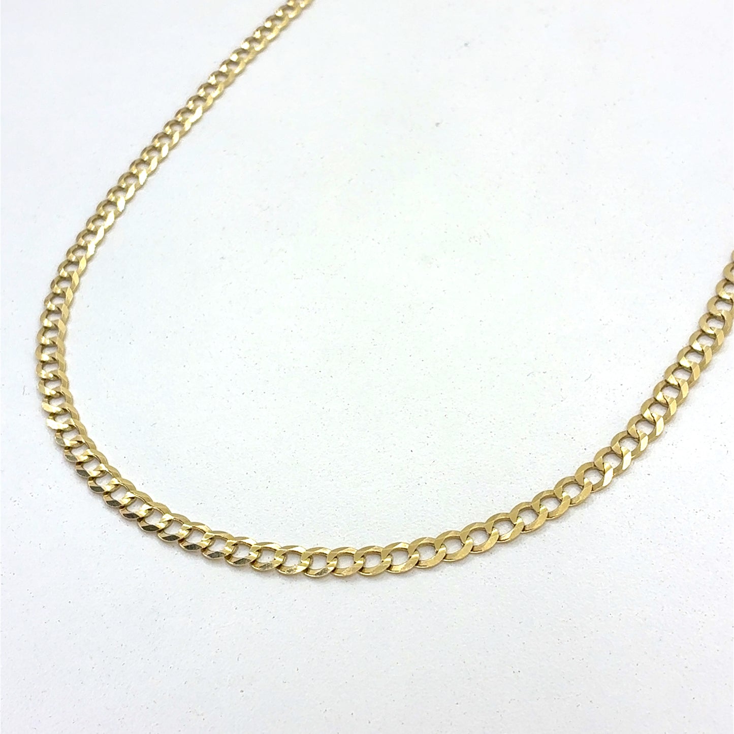 14K Yellow Gold Necklace | Solid Flat Cuban Design, 18 inch