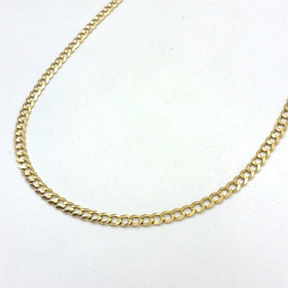 14K Yellow Gold Necklace | Solid Flat Cuban Design, 18 inch