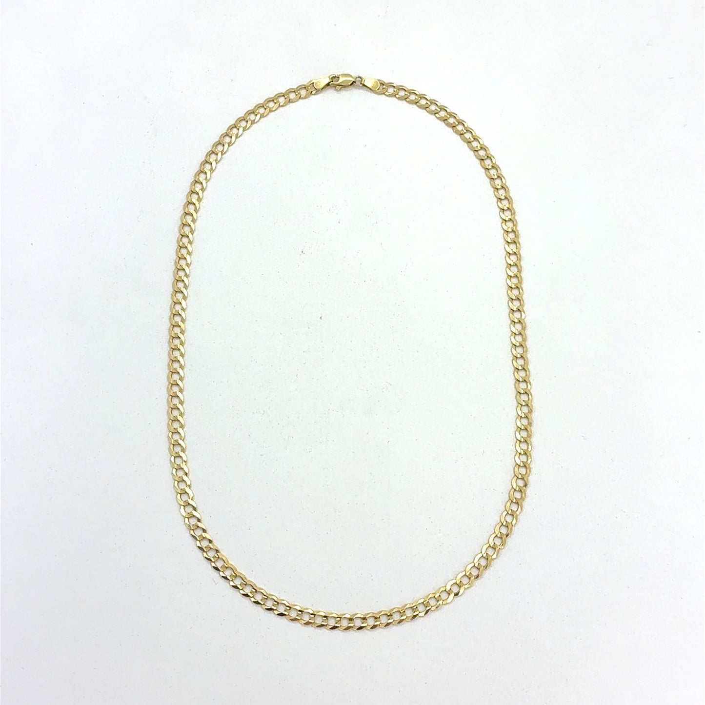 14K Yellow Gold Necklace | Solid Flat Cuban Design, 18 inch