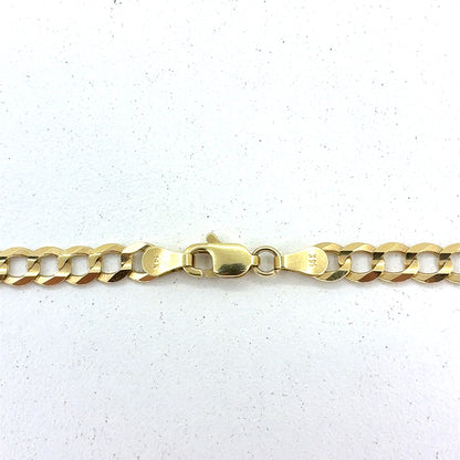 14K Yellow Gold Necklace | Solid Flat Cuban Design, 18 inch