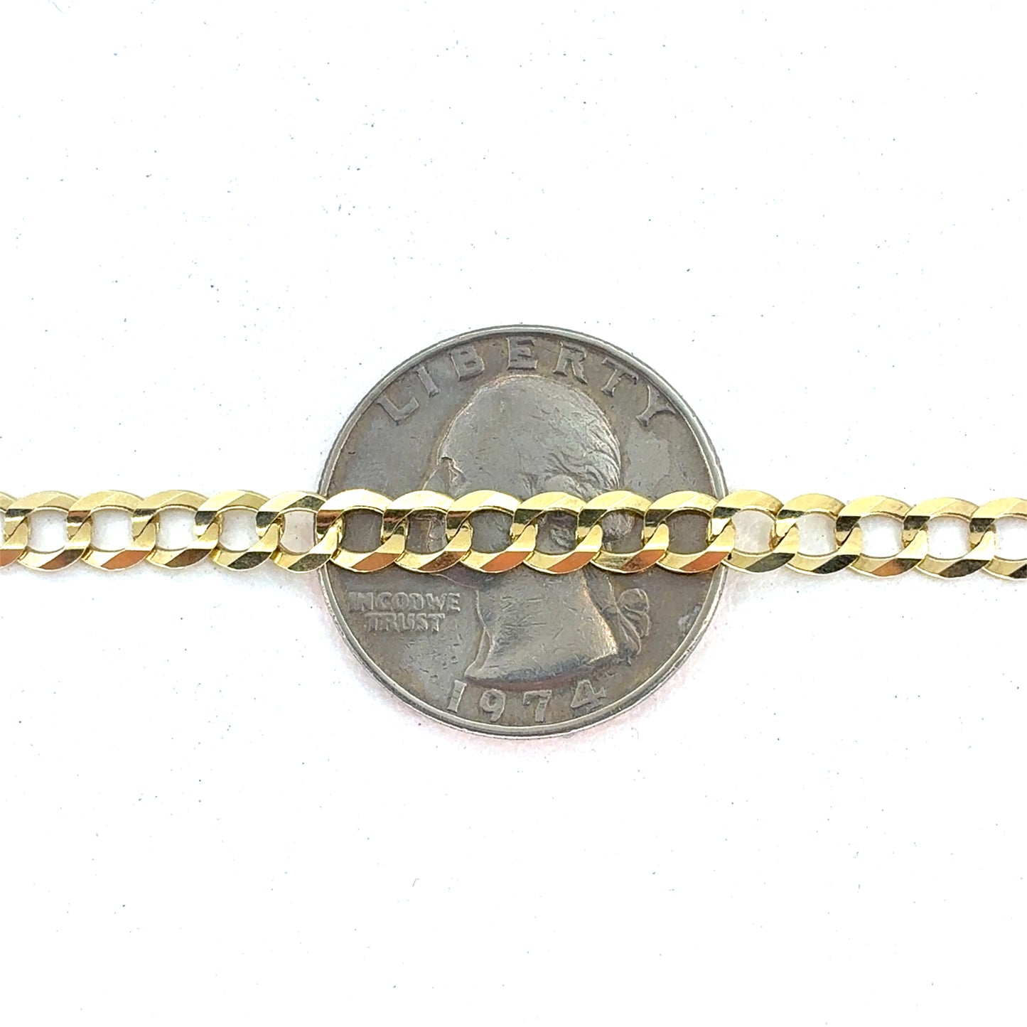 14K Yellow Gold Necklace | Solid Flat Cuban Design, 18 inch