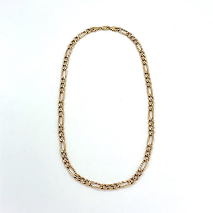 10K Yellow Gold Necklace | Hollow Figaro Style, 24 inch