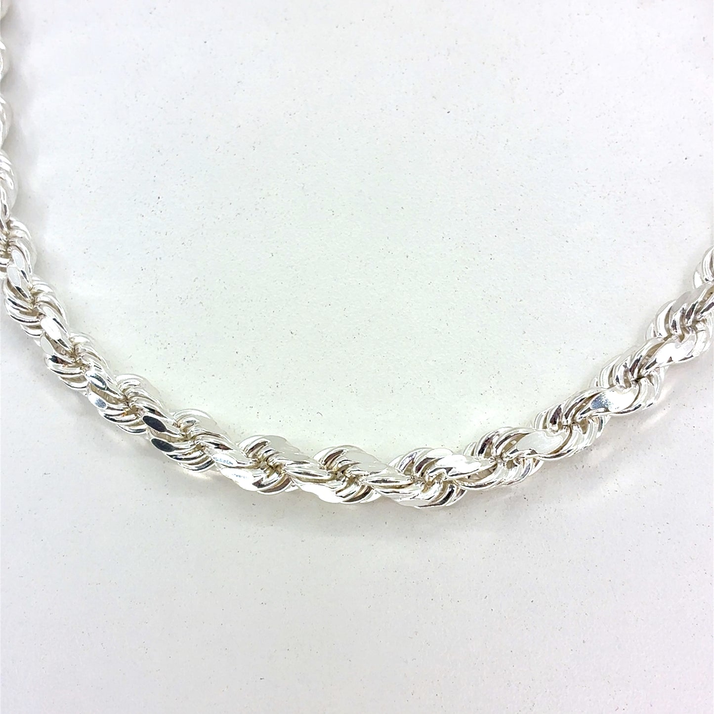 Sterling Silver Necklace | Hollow Rope Diamond Cut Style, 22 inch