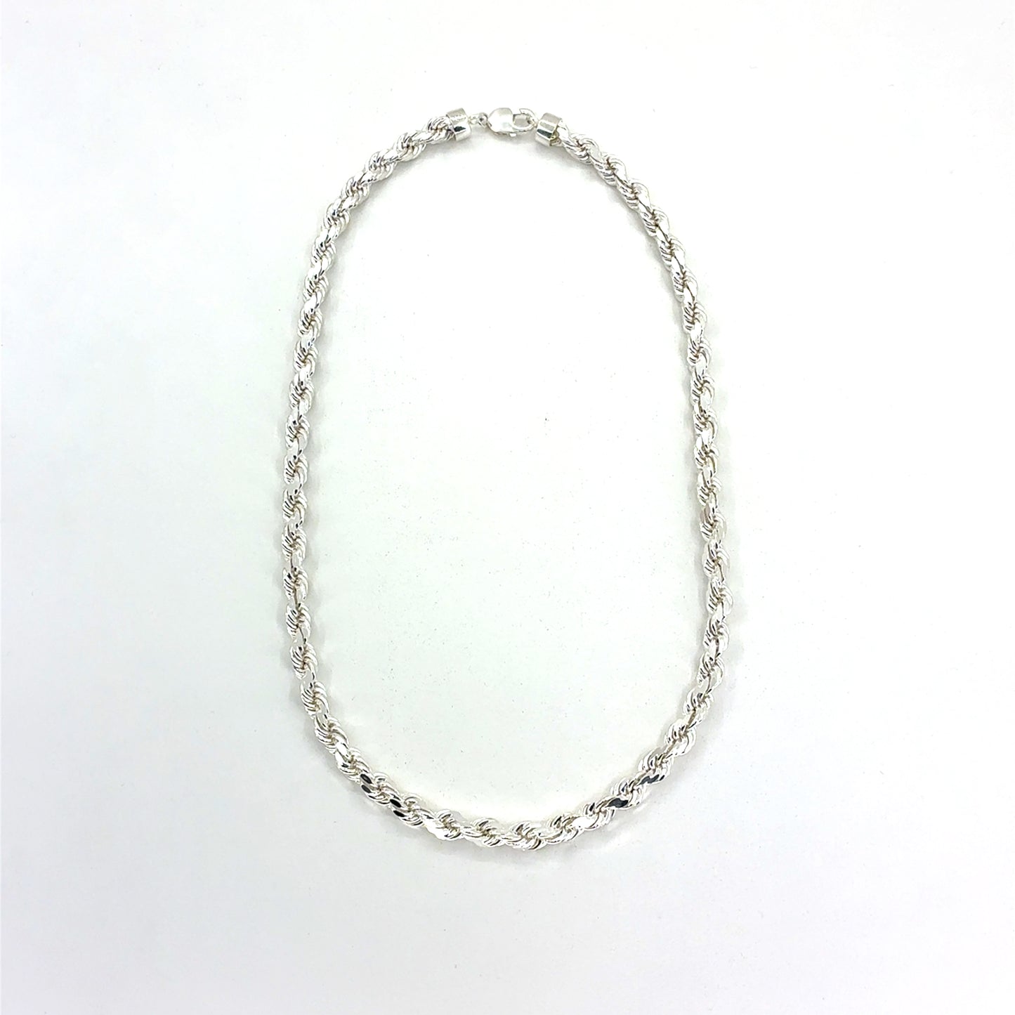 Sterling Silver Necklace | Hollow Rope Diamond Cut Style, 22 inch