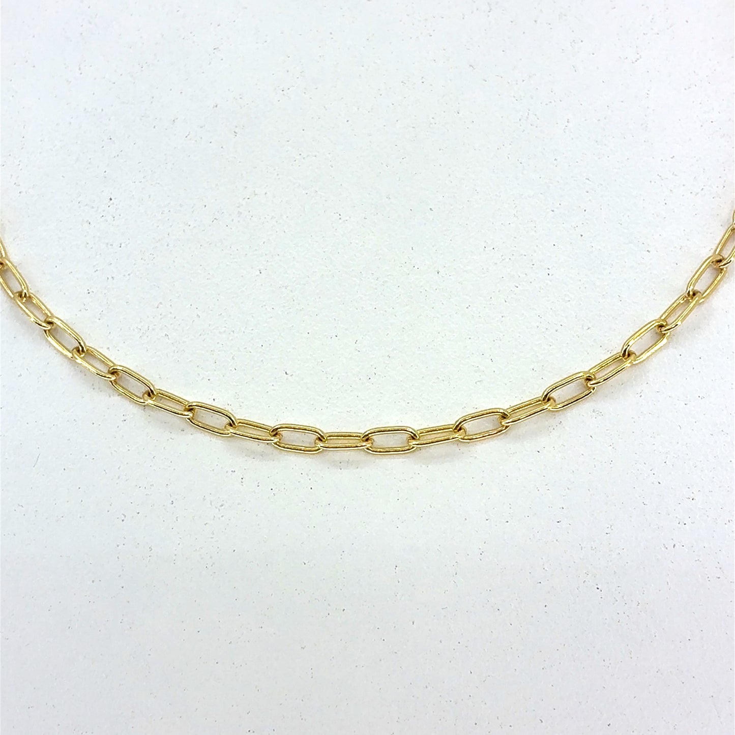 14K Yellow Gold Necklace | Tight Link Paper Clip Design, 18 inch