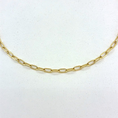 14K Yellow Gold Necklace | Tight Link Paper Clip Design, 18 inch