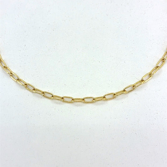 14K Yellow Gold Necklace | Tight Link Paper Clip Design, 18 inch