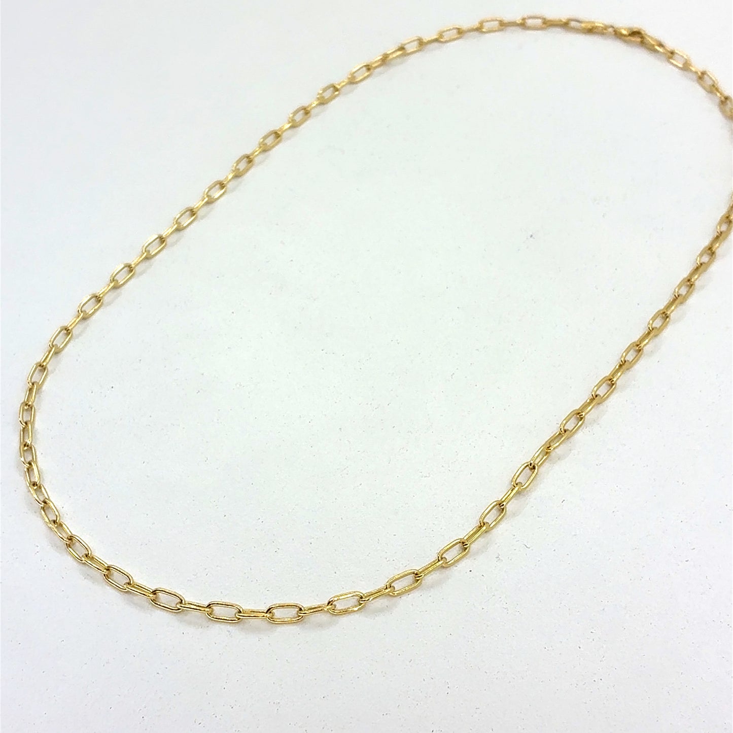 14K Yellow Gold Necklace | Tight Link Paper Clip Design, 18 inch