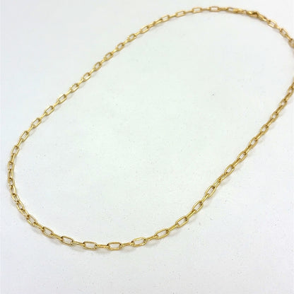 14K Yellow Gold Necklace | Tight Link Paper Clip Design, 18 inch