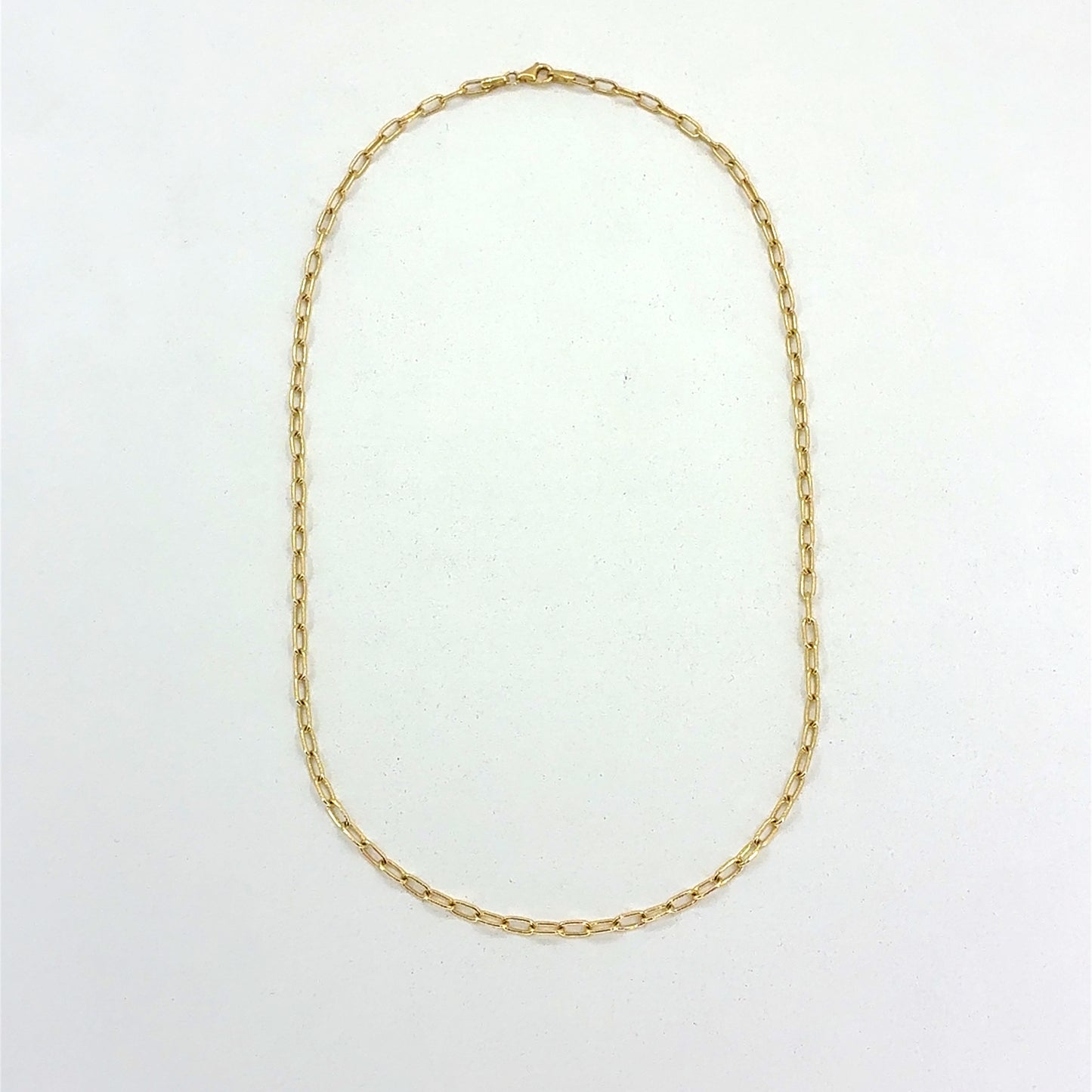 14K Yellow Gold Necklace | Tight Link Paper Clip Design, 18 inch