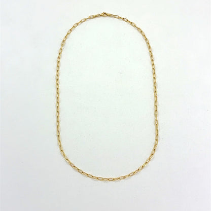 14K Yellow Gold Necklace | Tight Link Paper Clip Design, 18 inch