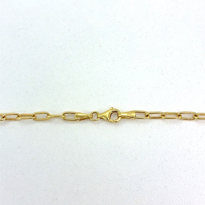 14K Yellow Gold Necklace | Tight Link Paper Clip Design, 18 inch