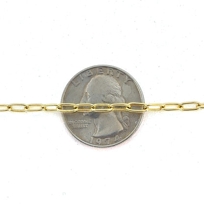 14K Yellow Gold Necklace | Tight Link Paper Clip Design, 18 inch