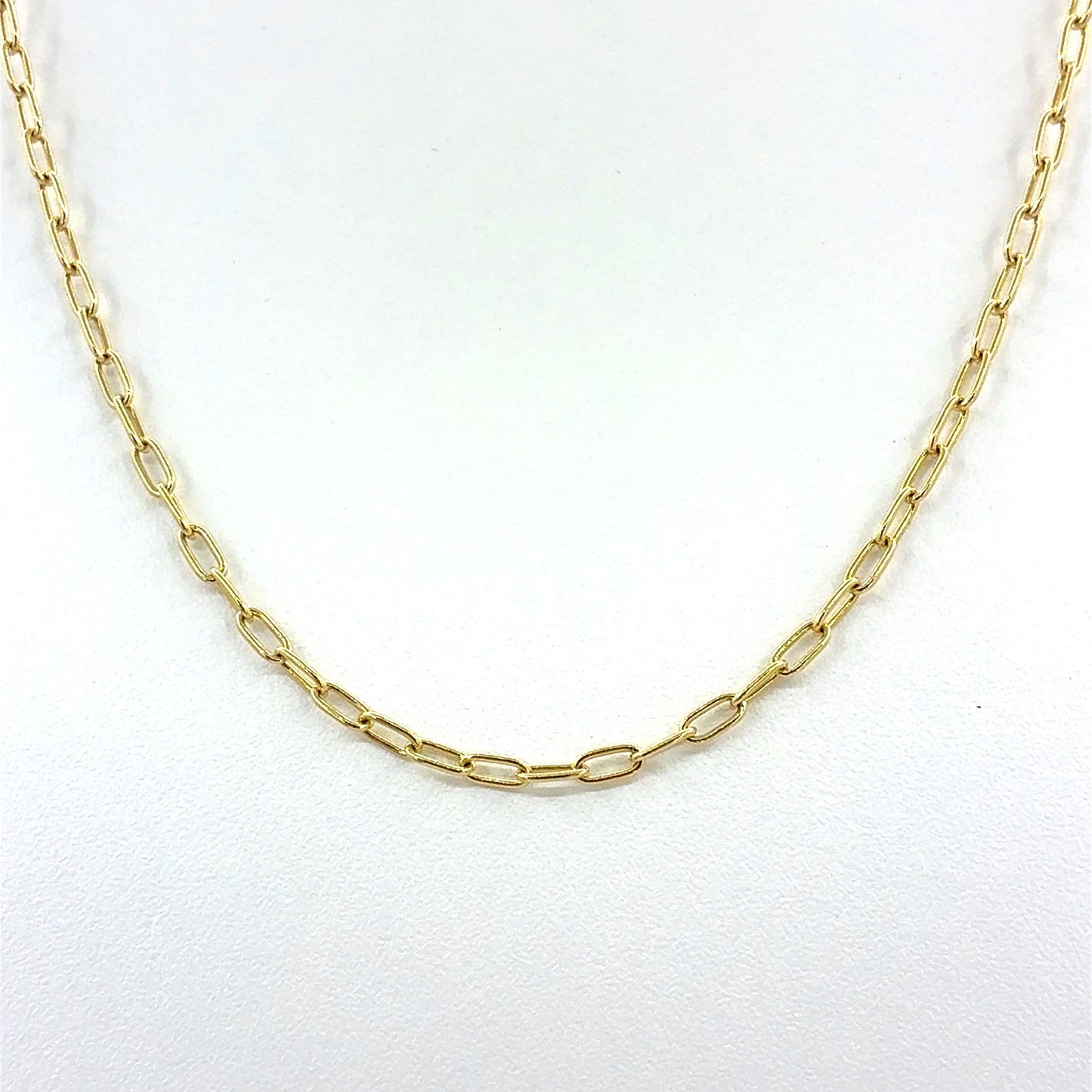 14K Yellow Gold Necklace | Tight Link Paper Clip Design, 18 inch