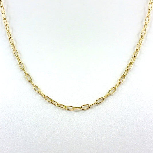 14K Yellow Gold Necklace | Tight Link Paper Clip Design, 18 inch