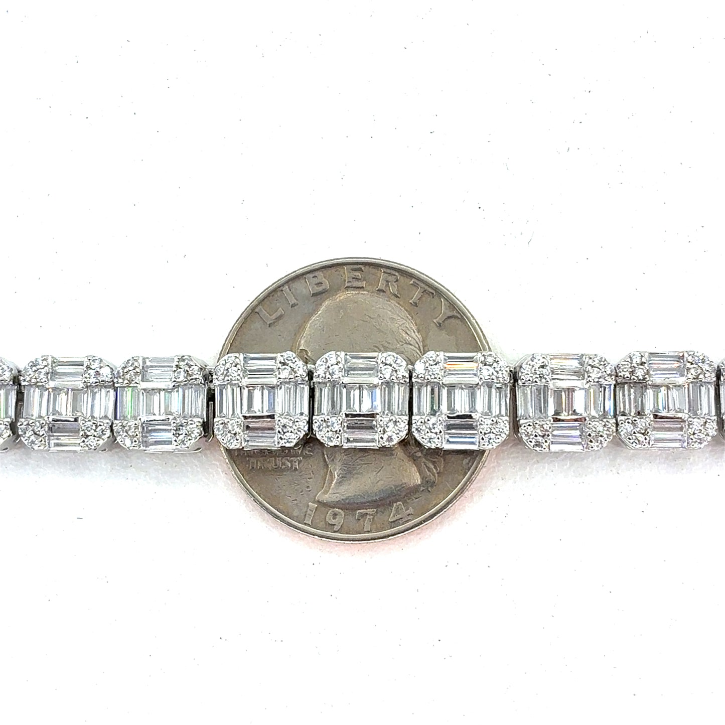 Sterling Silver Necklace | CZ Square Cluster Design, 20 INCH